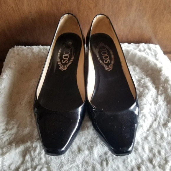 𝅺tod's Kitten Heel Wedge  Glossy Black 37.5 - Picture 12 of 15